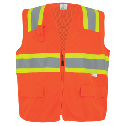 FrogWear GLO-004 HV High-Visibility Orange Mesh/Solid Surveyors Safety Vest