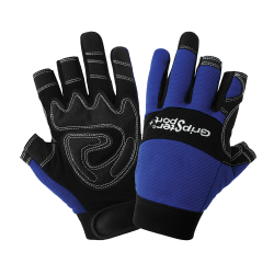 Gripster Sport SG9001NF Synthetic Leather Palm Performance Mechanics Style Fingerless Gloves with a Spandex Back
