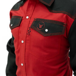 Weld-A-Beast Cotton Red & Black Welding Shirt Side View