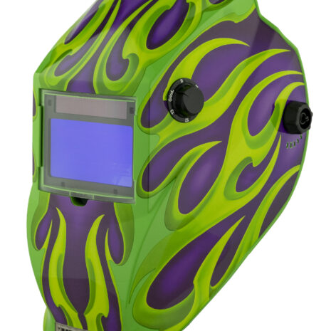 metal man purple green helmet
